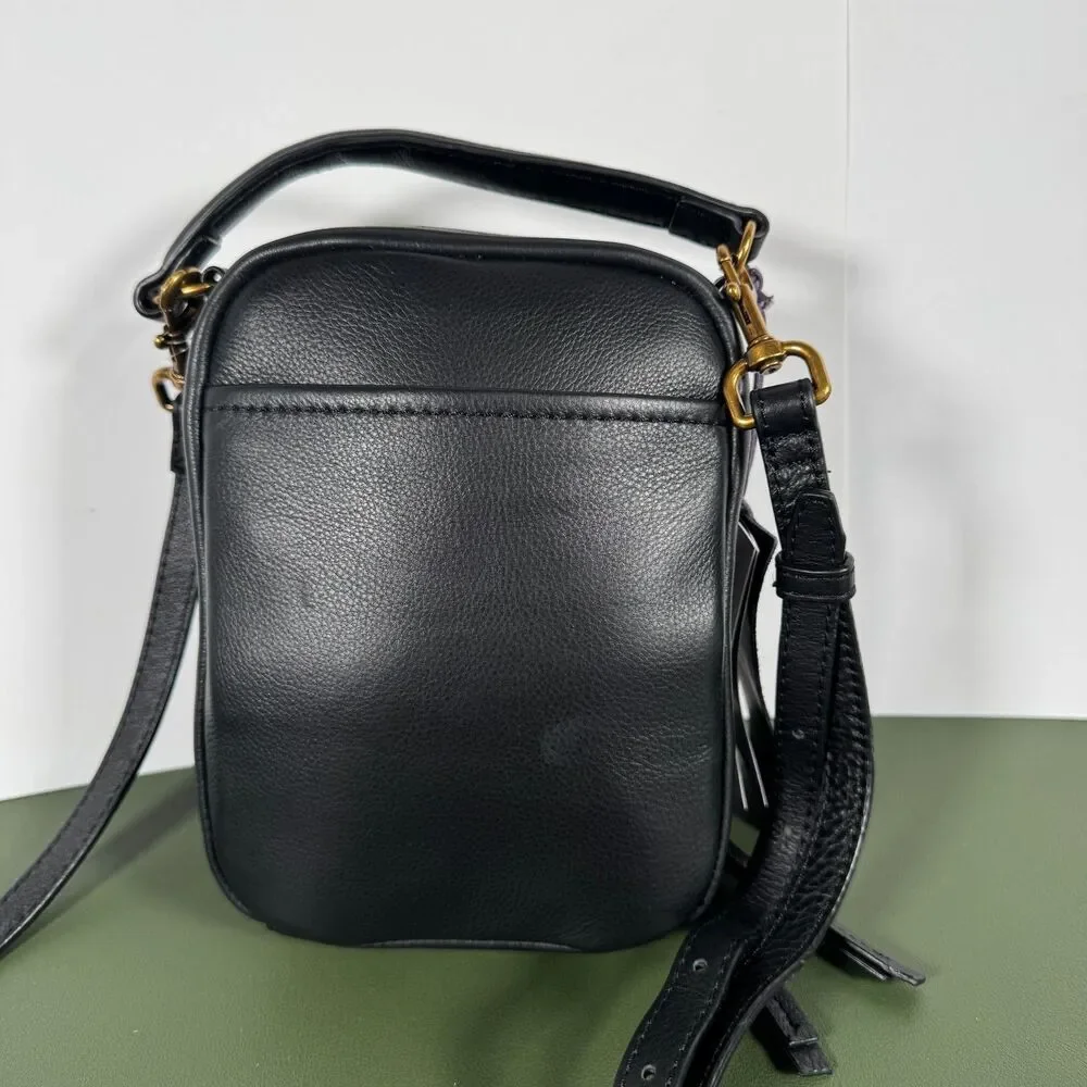 American Leather Co. Tribeca Leather Crossbody Bag w/ Top Handle Black NWT